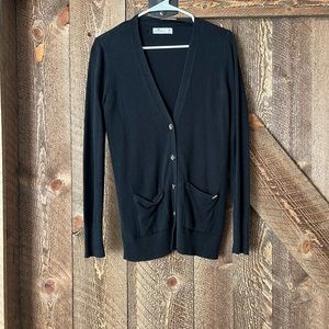 Hollister Black Button Front Fitted Boyfriend Cardigan